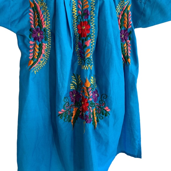 Handmade Mexican Blouse blue and purple XS - Picture 3 of 6